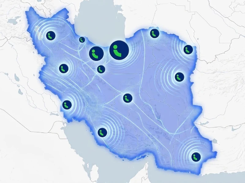 نقشه‌ی پوشش سراسری خدمات امداد باتری آیتول در ایران