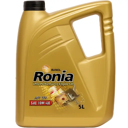 روغن موتور ایرانول 10W40 SN مدل ronia plus تمام سینتتیک پنج لیتری
